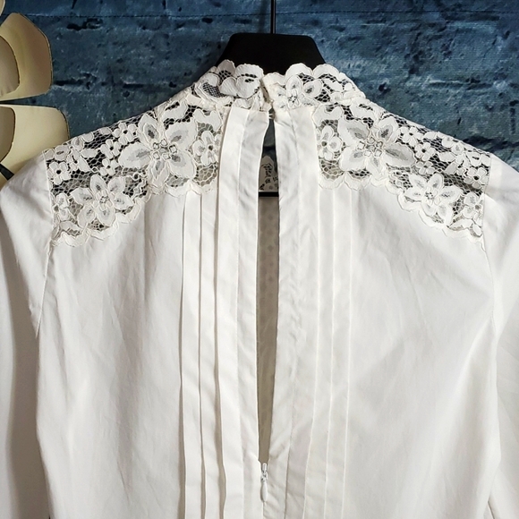 Sandro | Enja White Gypsy Boho Prairiecore Lace Trimmed Tea Dress - Picture 11 of 14